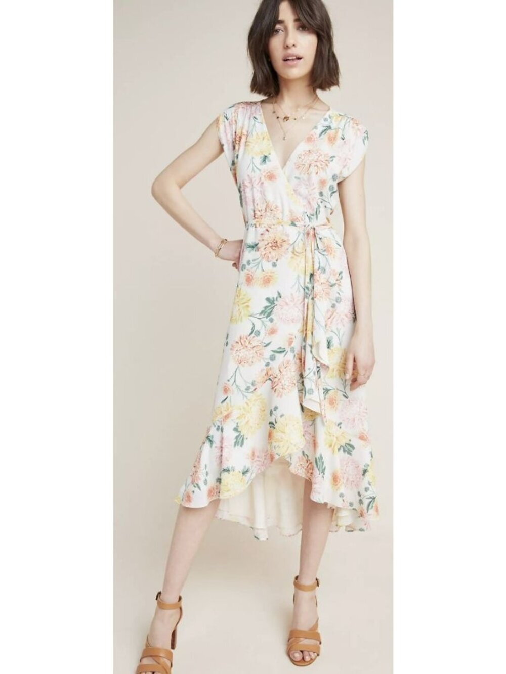 Yumi Kim Floral Hydrangea Wrap Midi Dress Size Small NWT
